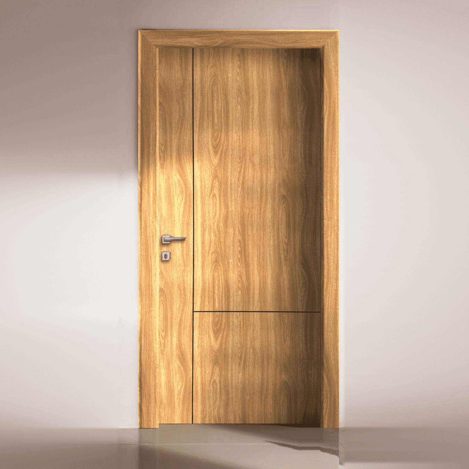 Bhub Flush Hinged Door Grooved Lines, (WxH)3x7 ft (T)50 mm