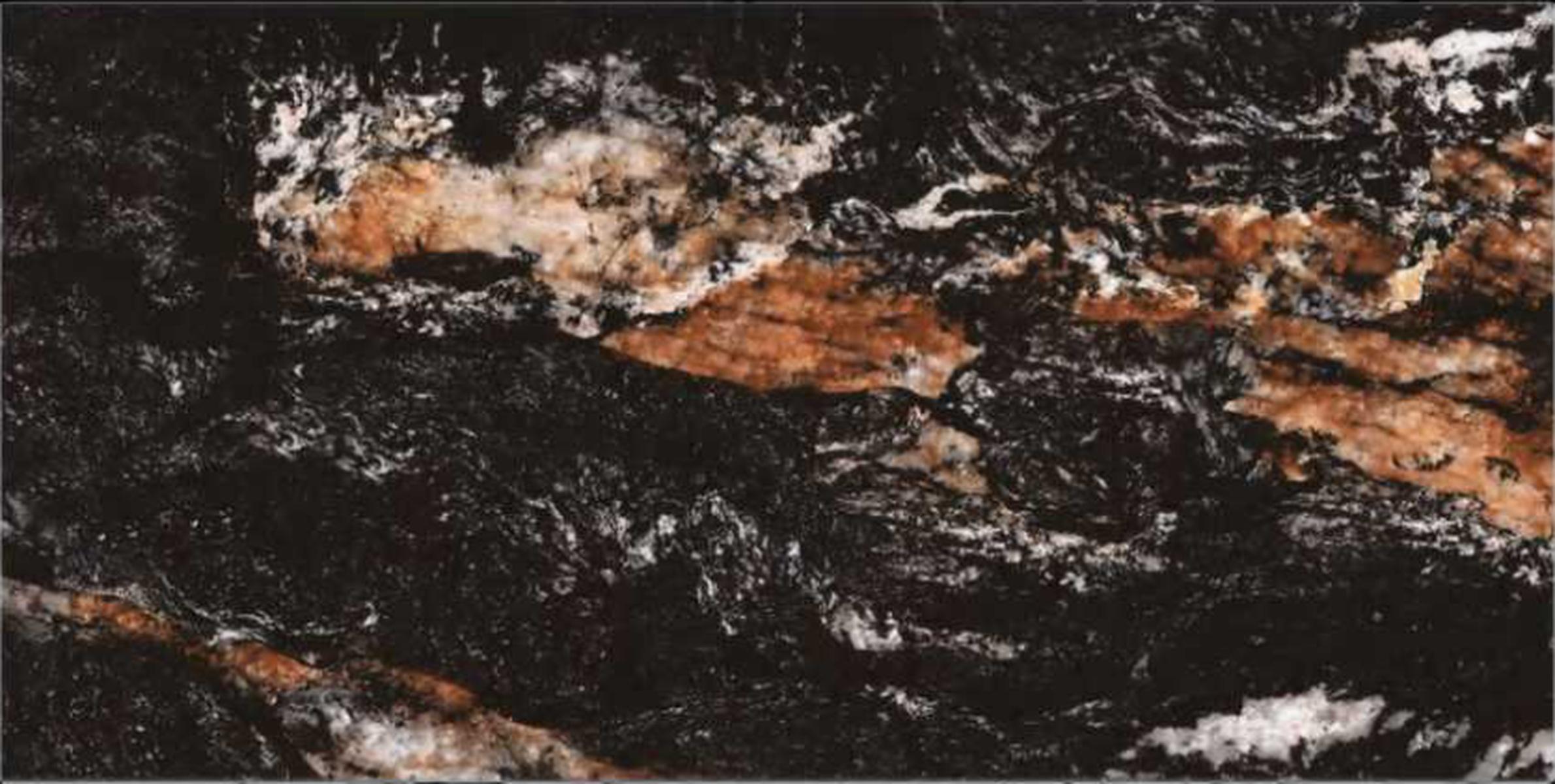 Royal Castle Ceramic Floor & Wall Tile Black / Orange / Rust Polished, 600 x 1200 mm